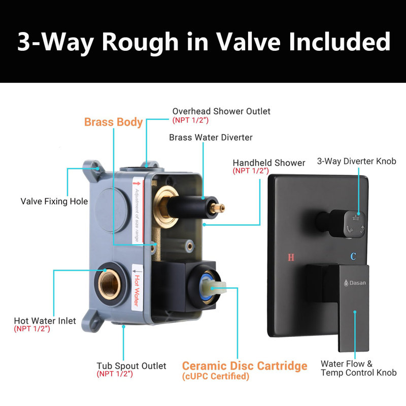 Swiveling Wall Mount Tub Filler Faucet With Handheld Shower, Matte Black