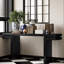 66 po, placage en bois véritable, minimaliste, noir, console, plusieurs espaces, assemblage rapide, largeur supplémentaire de 66 po, placage, style minimaliste, décoration intérieure, facile à assembler