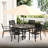 Outdoor Round Dining Table For 4 - 6 People, All Weather Steel With Adjustable Umbrella Hole, Black Modern Design Poolside And Backyard 6, Style Spaces-1241879273