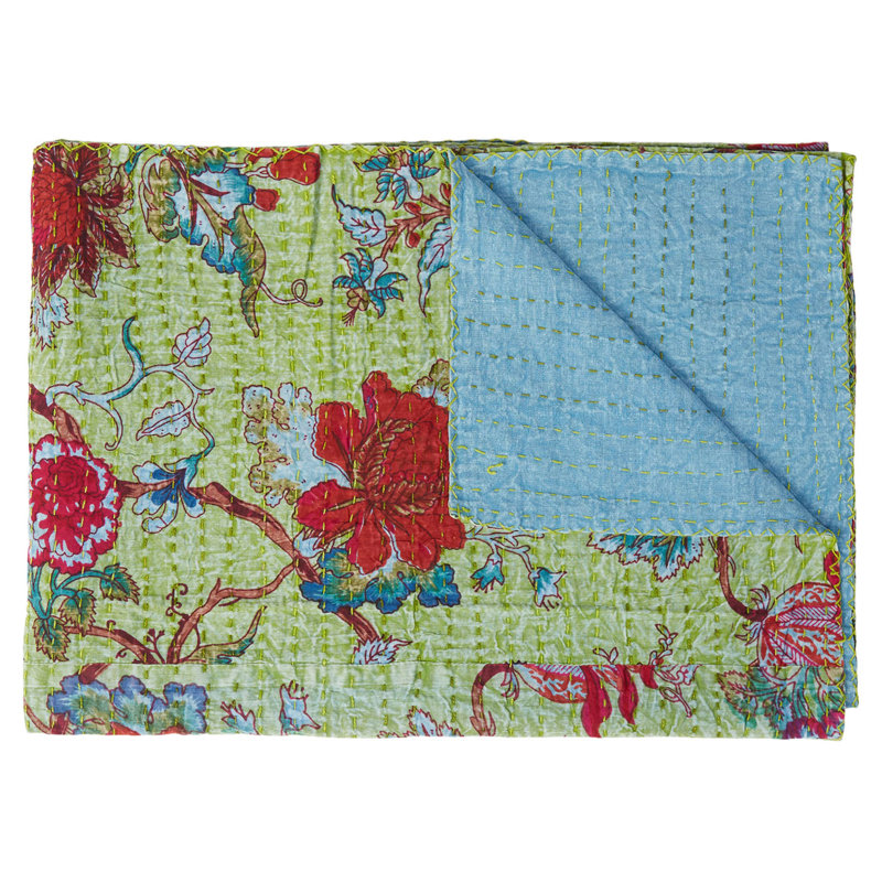Kantha Quilted Throw Blanket