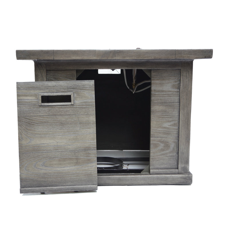 Sherry Polyresin Propane Smokeless Fire Pit Table with Hidden Fuel Tank, Gray