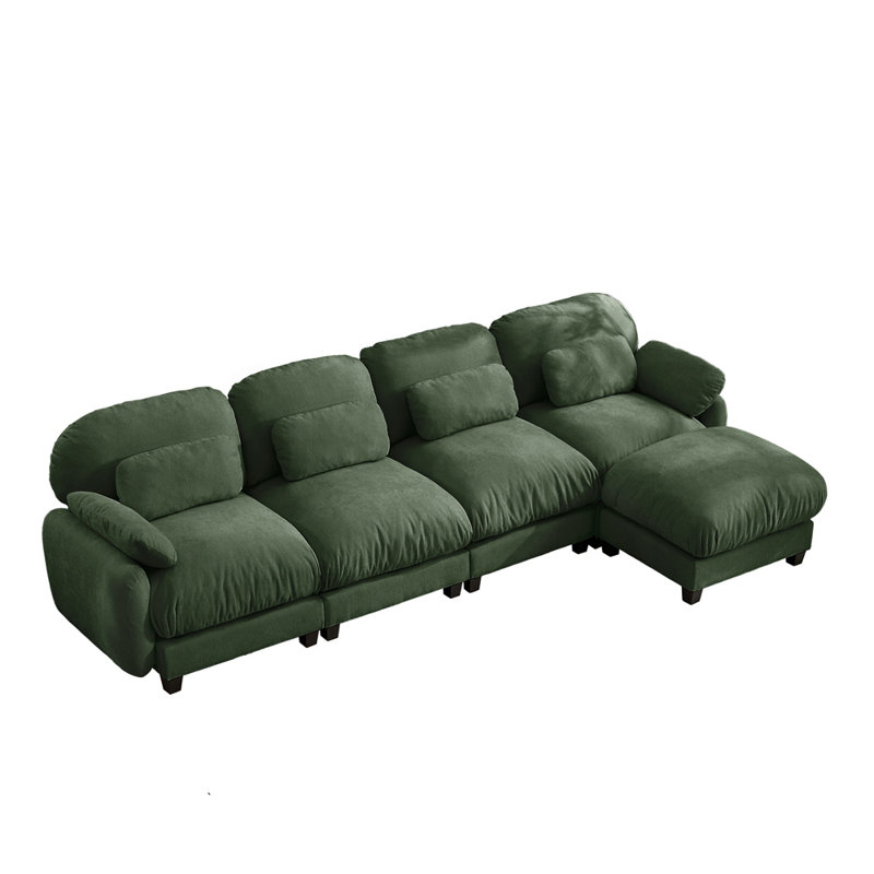 Canapé modulaire en L modulaire, Chenille verte