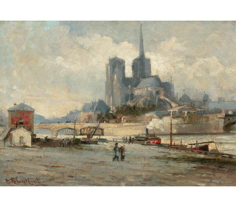 "Notre Dame De Paris" par Edmund Aubrey Hunt - Toile tendue avec châssis, H 18 po x l 14 po