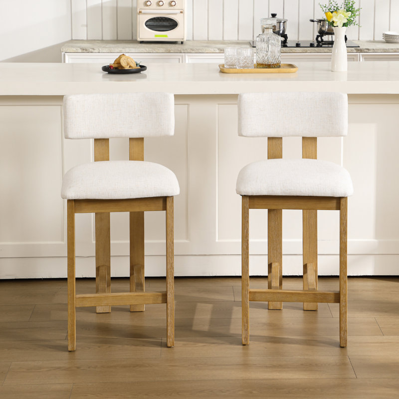 Tabouret de comptoir rembourré Francile, Tabouret de comptoir (siège d'une hauteur de 26 p, Beige clair