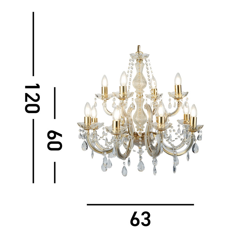Kelly 12 - Light Candle Style Chandelier, Gold