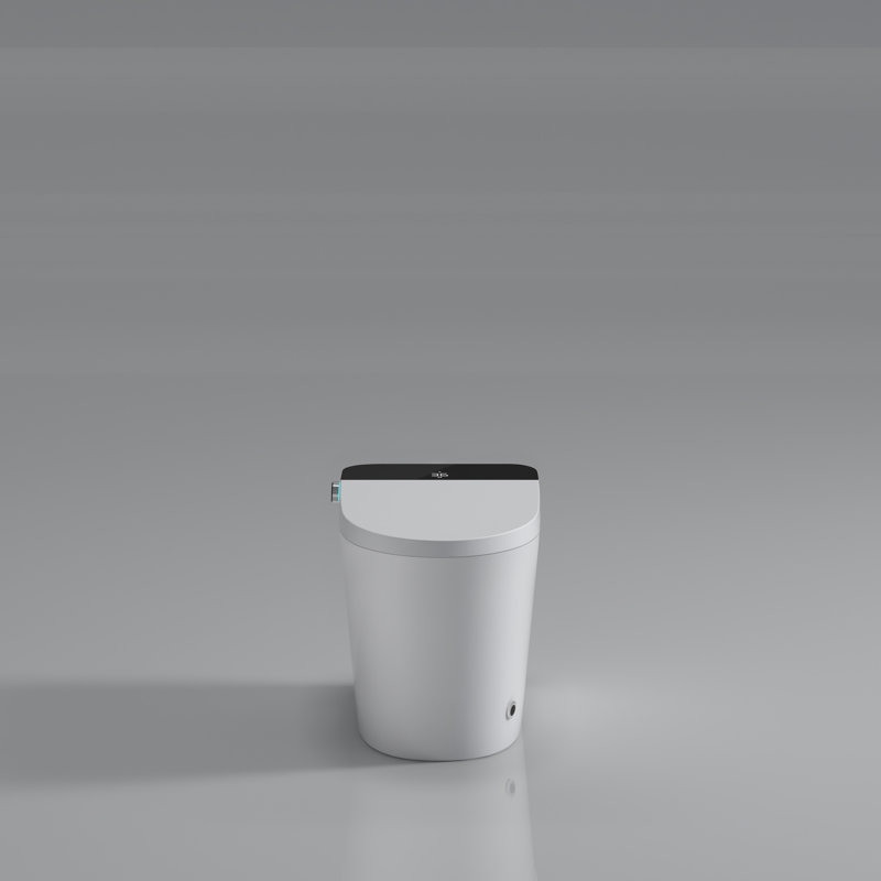 Smart Toilet Bidet With Auto Open/Close - Foot Sensor, Led Screen, Warm Water, White Modern Bathroom Seat, Night Illumination Feature,