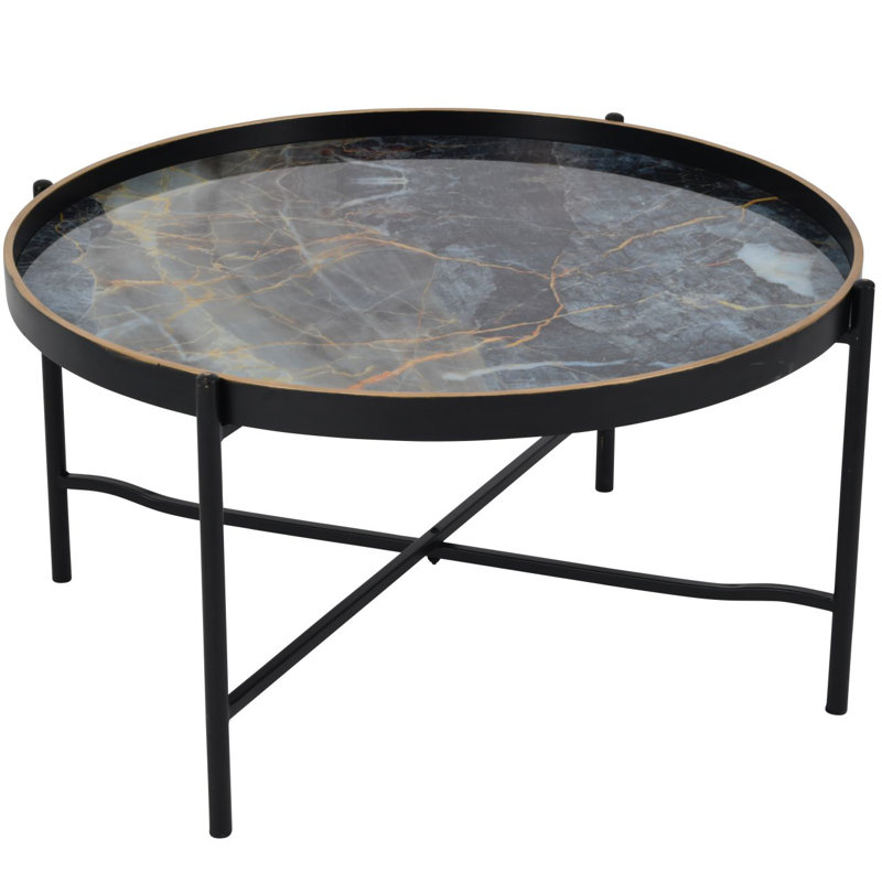 Monochrome Coffee Tray Table, Black Top/Black Base