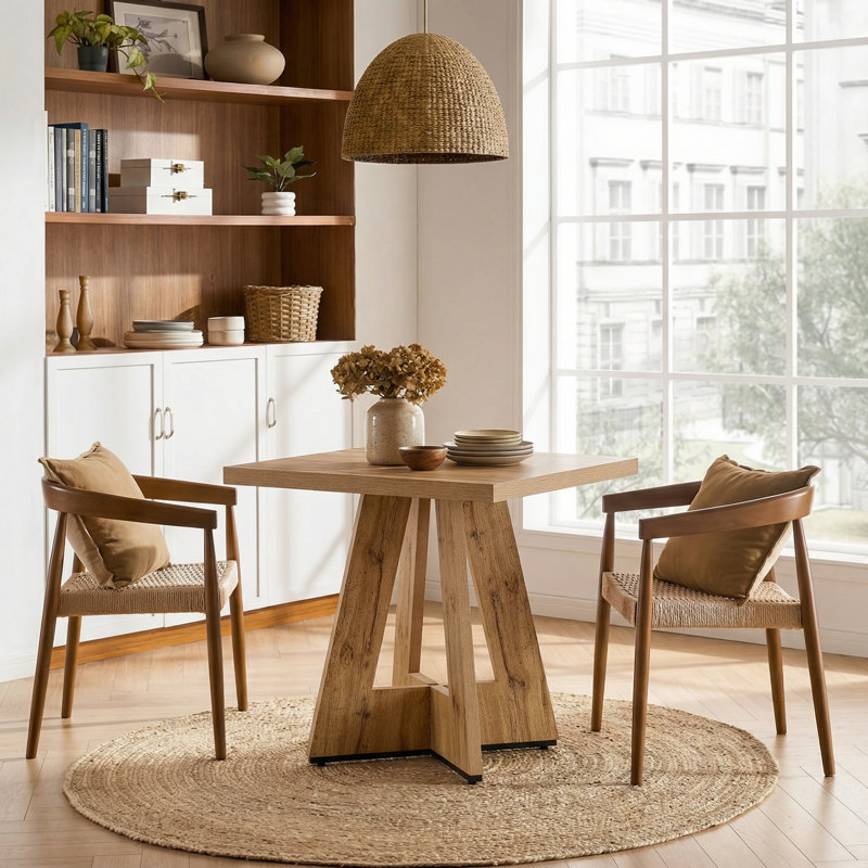 31.5" Square Dining Table For 2-4 For Small Space, Brown