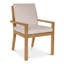 Chaise de salle à manger d'extérieur, dossier à lattes, teck massif, mousse à séchage rapide