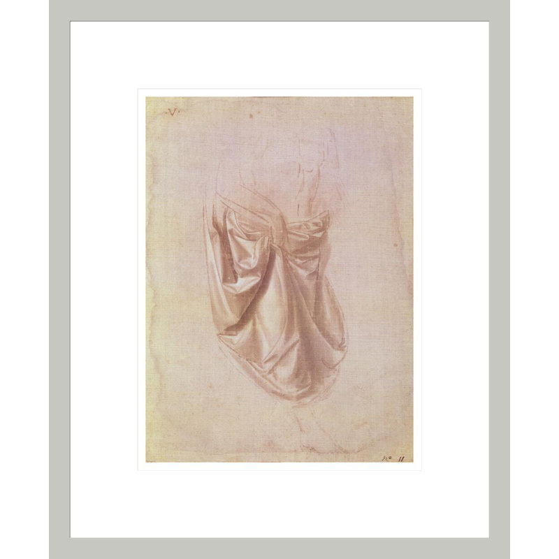 Étude de draperie (gouache sur toile) par Leonardo Da Vinci, impression giclée encadrée, H 16,67 po x l 13,75 po
