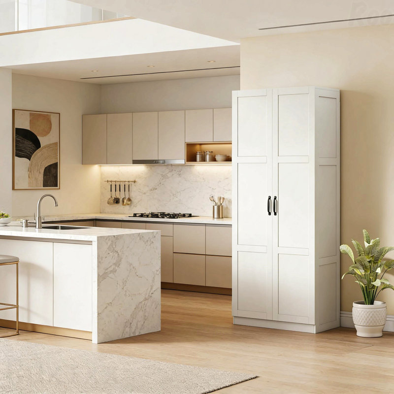 Armoire de rangement haute pour la maison, Blanc