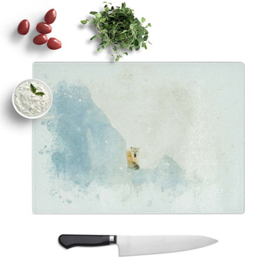 Tempered Glass Curious Polar Bear Chopping Board