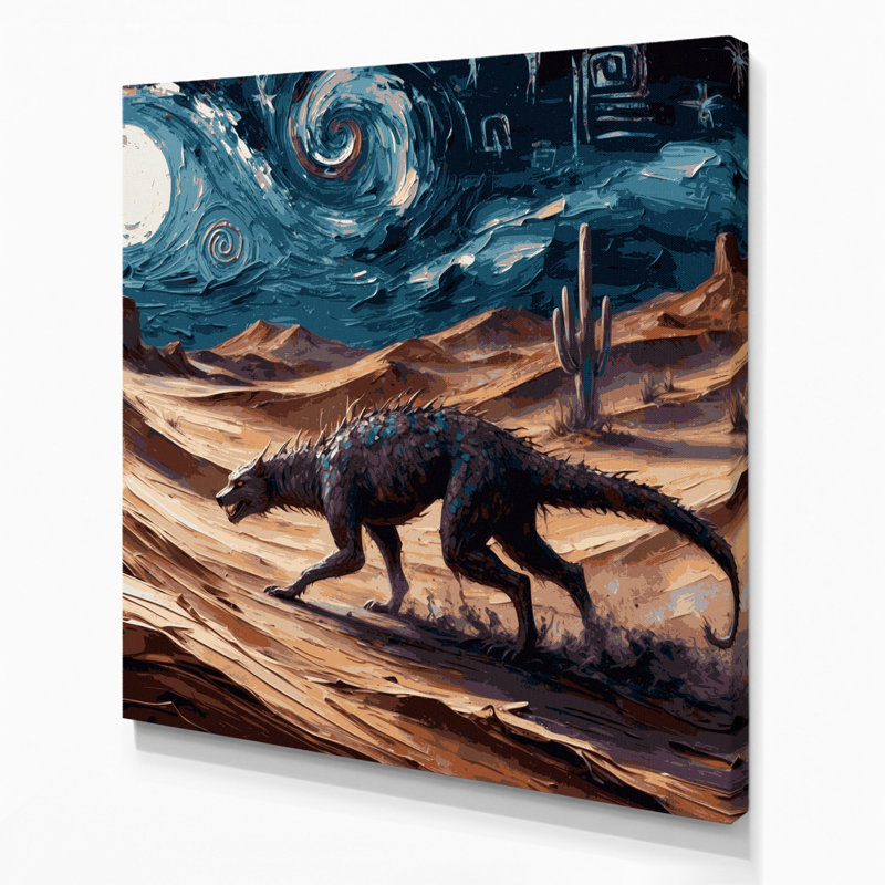 «Southwestern Animals» Chupacabra 14, art sur toile mauve, H 12 po x l 12 po