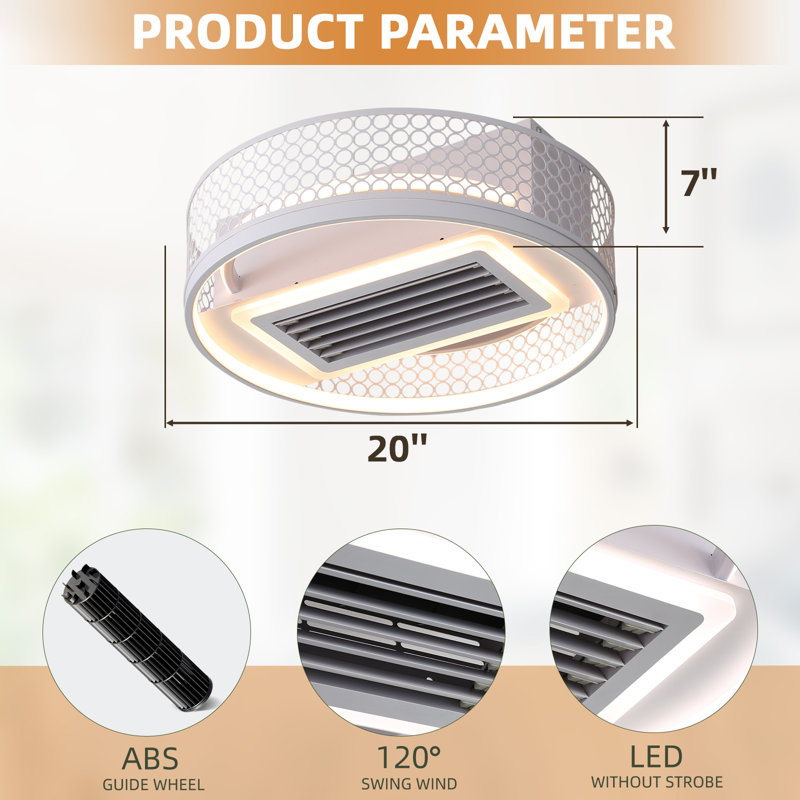 Ledonia - Ventilateur de plafond sans lame distinctif de 20 pouces avec télécommande Bluetooth
