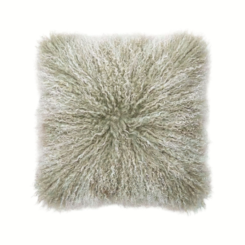 Tibetan Lamb Sheepskin Pillow by Outpost Original, 20" x 20", Sage Tip