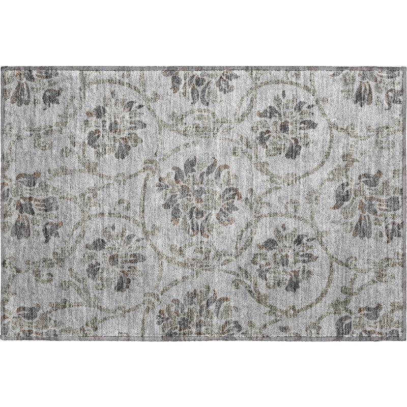 Premium Machine Washable Prisco Gray Rug, Rectangle 1'8" x 2'6"