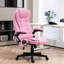 Chaise de bureau rose avec vibration et chaleur à 6 points, dossier inclinable à haut dossier, rembourrage pour une expérience assise améliorée, chauffage vibrant en rose, dossier en lin, rembourrage des accoudoirs, siège réglable
