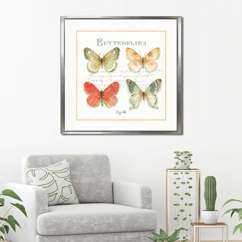 « arc-en-ciel papillons iii », reproduction de peinture à l’aquarelle sur toile, H 39,5 po x l 39,5 po x P 2 po