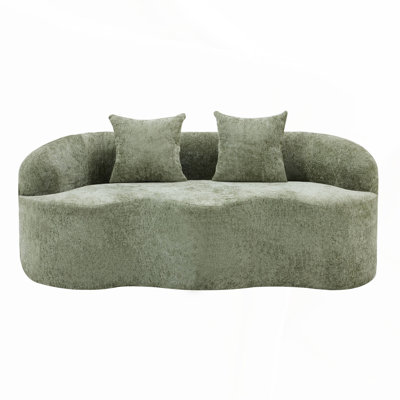 Canapé courbé avec accoudoir rond, canapé à compression avec 2 coussins pour les petits espaces