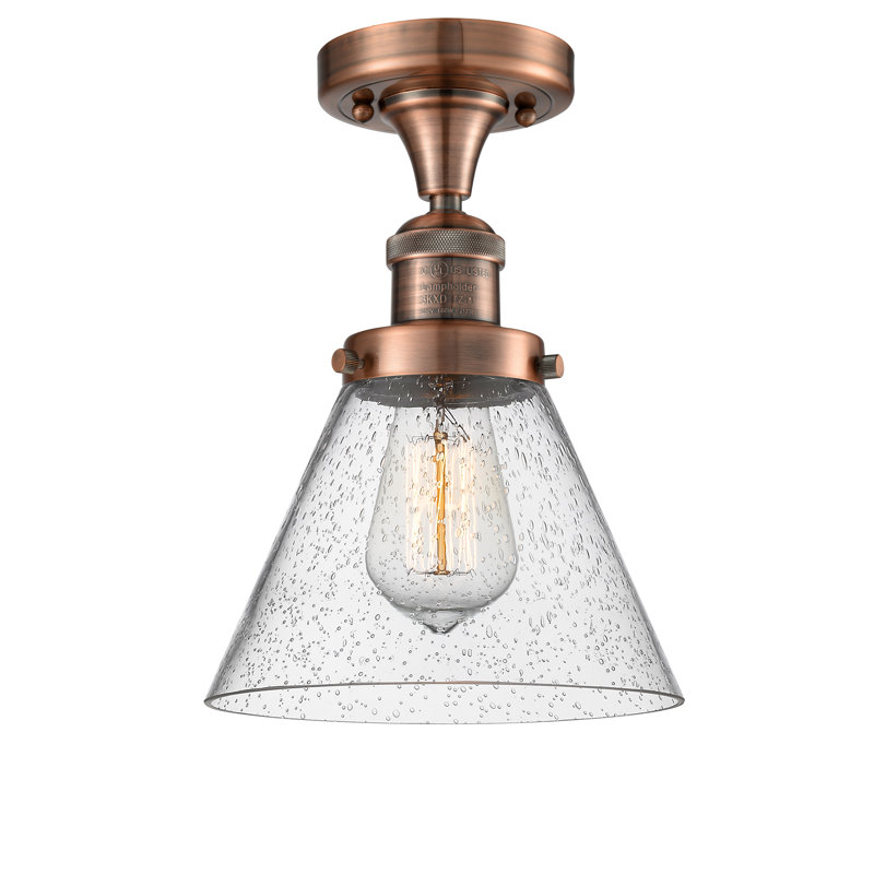 Cone 1 Light Semi-Flush Mount, Antique Copper, Seedy