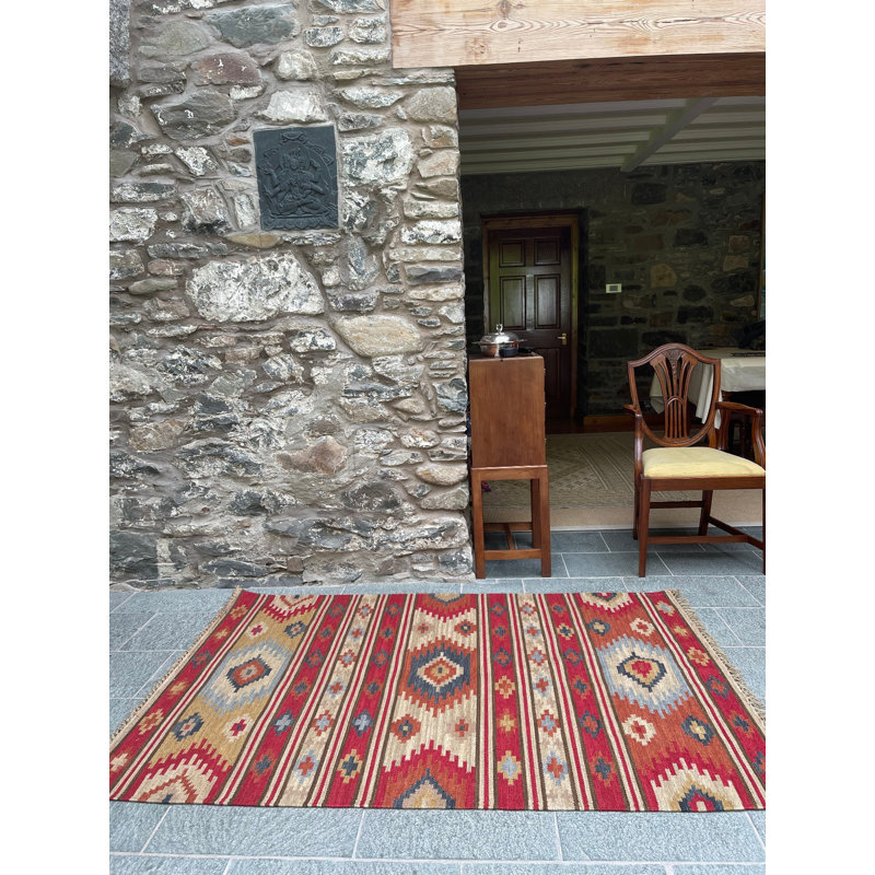 Siglinde Striped Wool Hand Woven Area Rug, Rectangle 120 x 180cm