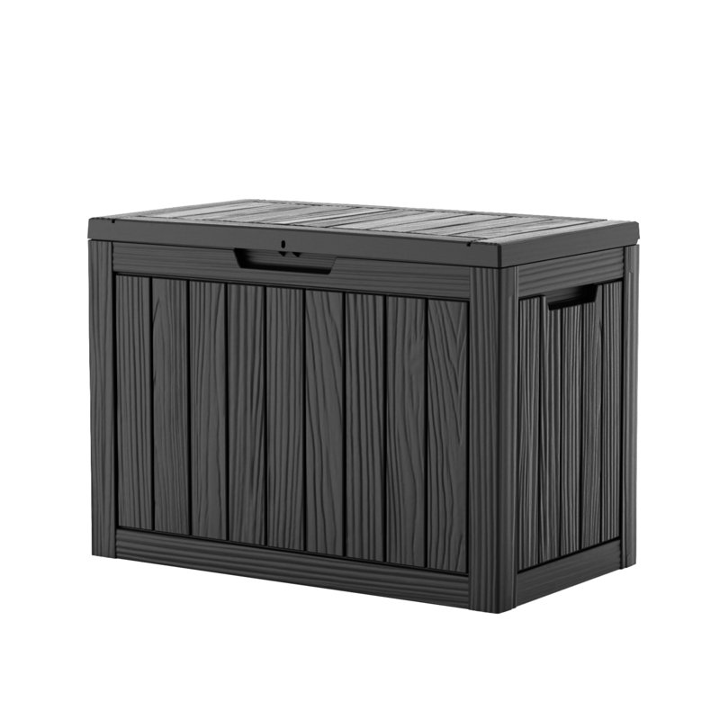 45 Gallon Water Resistant Resin Lockable Deck Box, Black