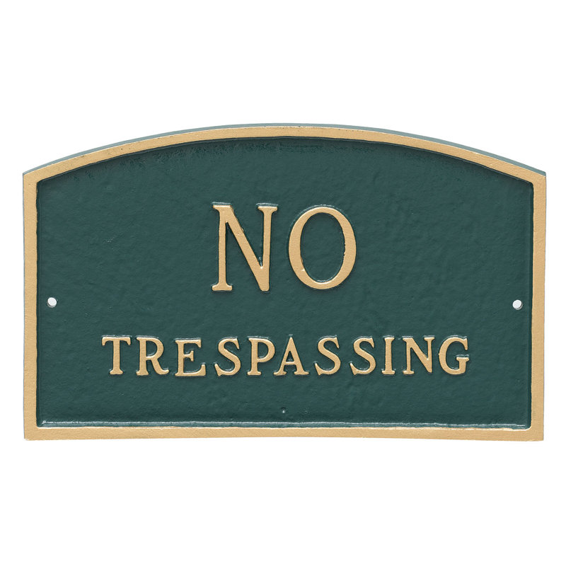 Plaque de jardin à déclaration sans intrusion, Vert forêt / doré, H 5,5 po x l 9 po x P 0,25 po