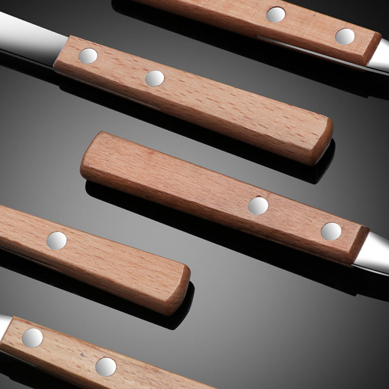 Ensemble de couverts en acier inoxydable sahrish - Service pour 8, Bois
