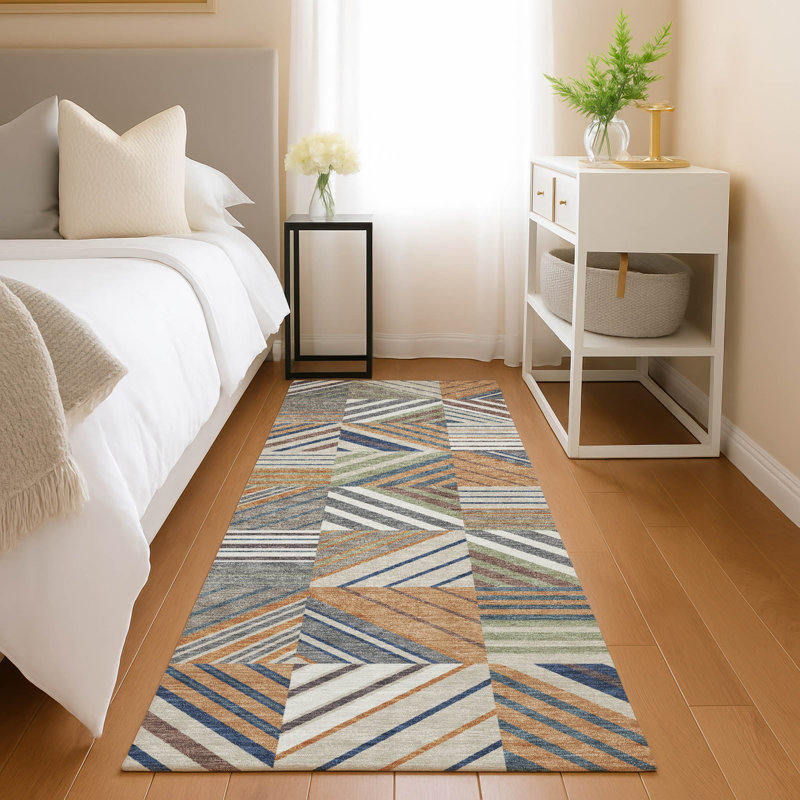 Machine Washable Indoor/Outdoor Lanphear ACN2399 Patchwork Rug, Runner 2'3" x 7'6"