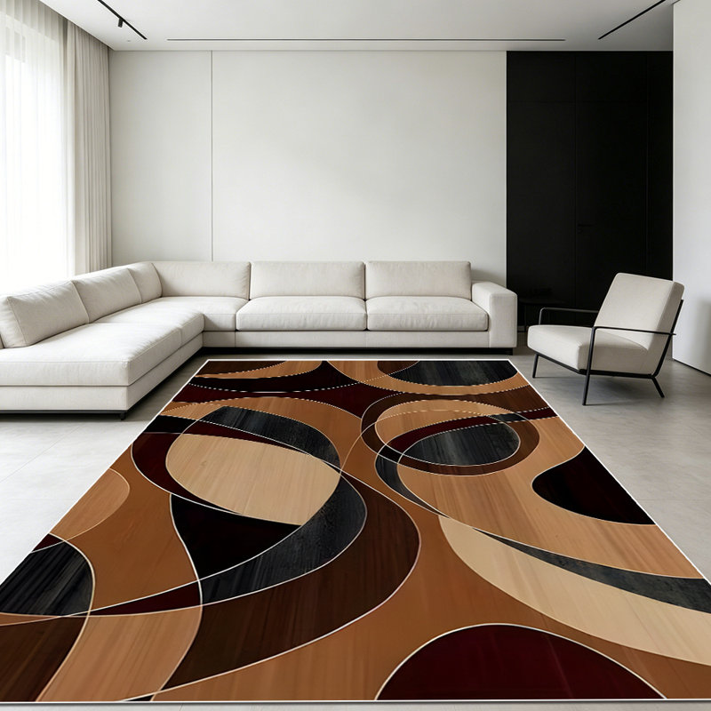 1PC Modern Abstract Geometric Retro Wood Grain Pattern area rugs for Living Room, Soft and Comfortable, Suitable for all seasons, easy-to-maintain, machine washable Indoor floor mat, Under Table Farmhouse suitable for Dining Room, Bedroom, Entryway,...