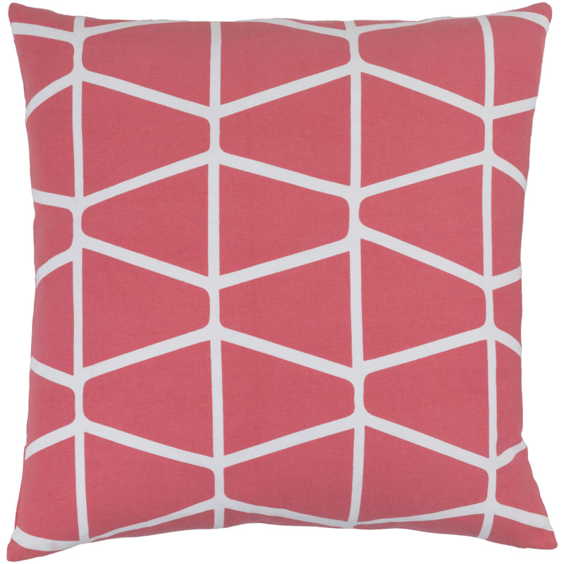 Ochoa Geometric Cotton Throw Pillow, 22" x 22, Hot Pink/Ivory, Down/Feather