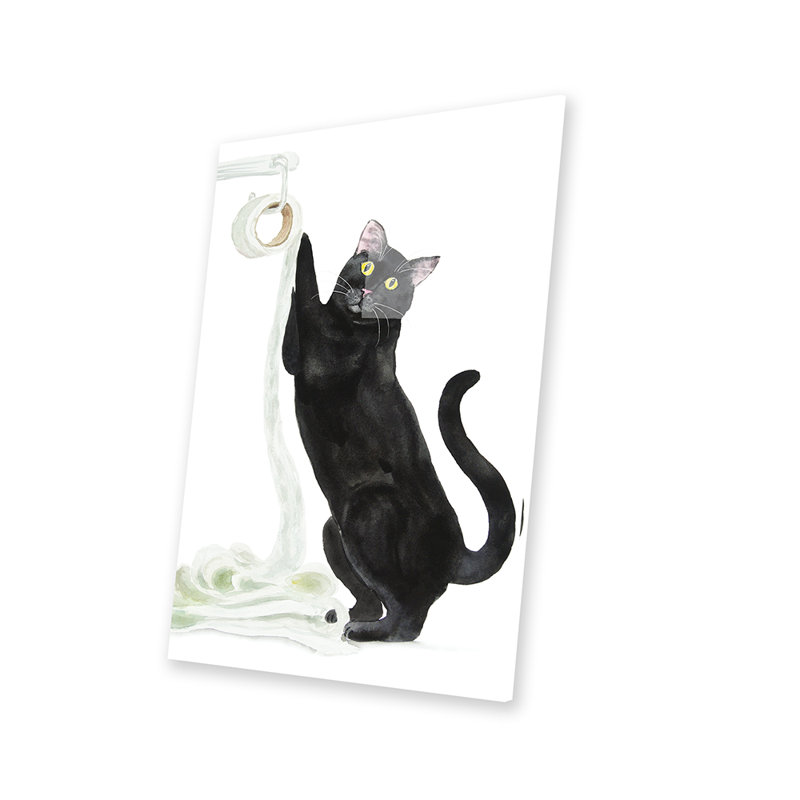Chat noir et papier hygiénique par Alexey Dmitetchich Shmyrov - impression sans cadre, H 24 po x l 16 po x P 0,25 po