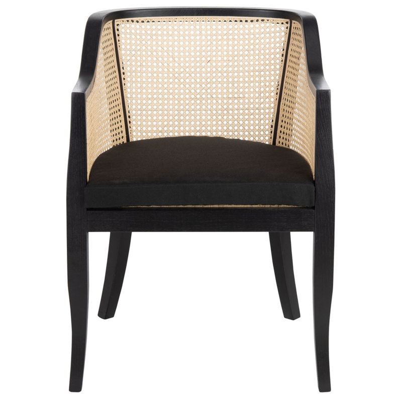 Chaise avec accoudoirs Mongillo, Noir/naturel