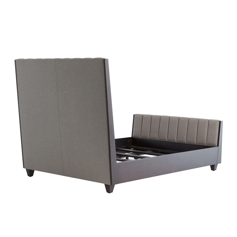 Channel Upholstered Bed, Dark Gray, King