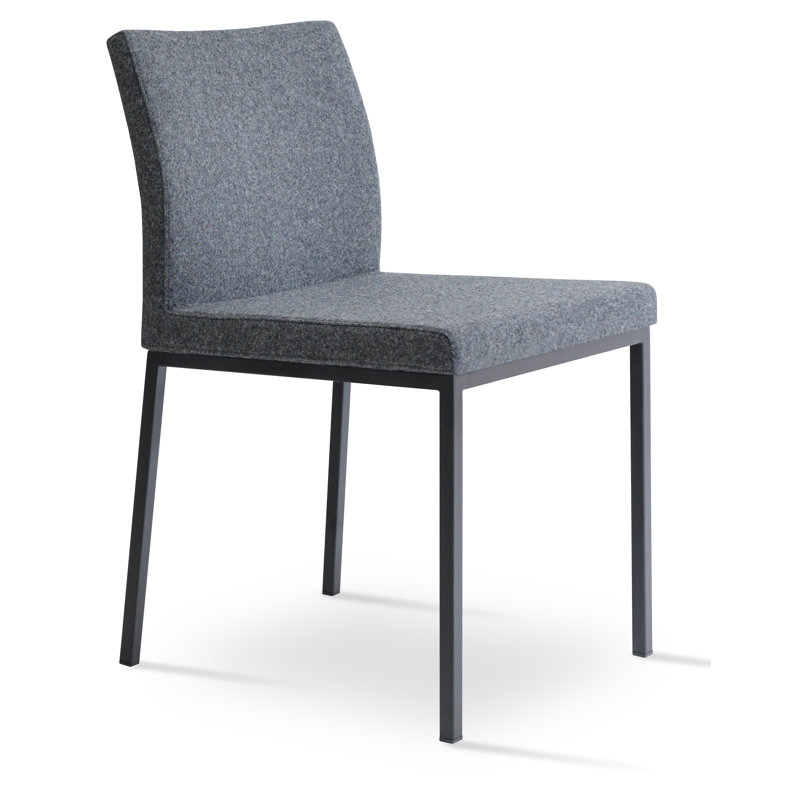 Chaise d'appoint en métal Aria, Laine gris foncé, Noir