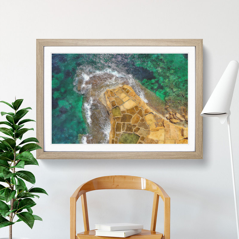 High Above Gozo Malta - Framed Print, 27cm H x 36cm W x 2cm D, Oak Framed
