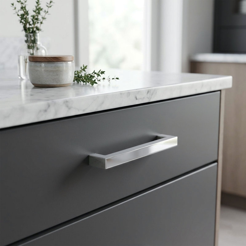 SBP35U26 Modern Square Bar Pull, 3-1/2", HD, Solid Brass in Polished Chrome, Polished Chrome