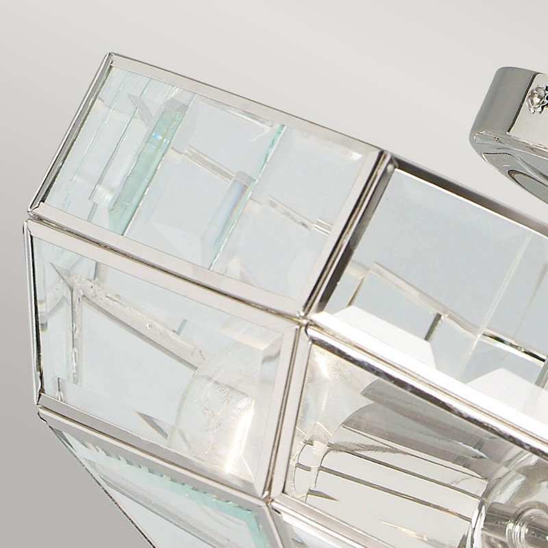 Everson Glass Semi Flush Mount, Polished Nickel