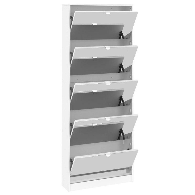 Oyee 5 Pair Shoe Storage Cabinet, White