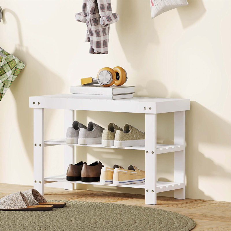 Shoe Storage Bench, 45cm H x 70cm W x 28cm D, White