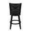 Tabouret pivotant Kera, bois noir, similicuir, garniture cloutée