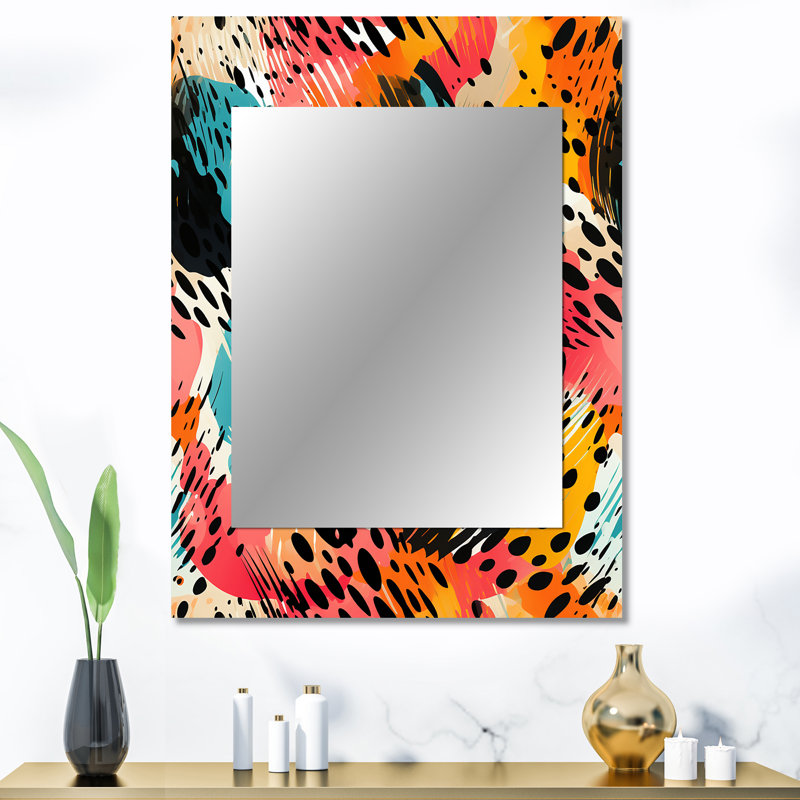 Alikee Colorful Neon Jungle Flash - miroir décoratif géométrique, miroir mural géométrique, impression d'art en métal
