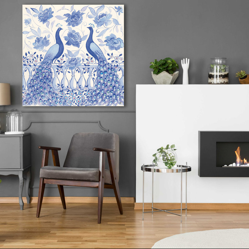 «Peacock Garden VI» par Miranda Thomas, art mural en verre acrylique, H 36 po x l 36 po