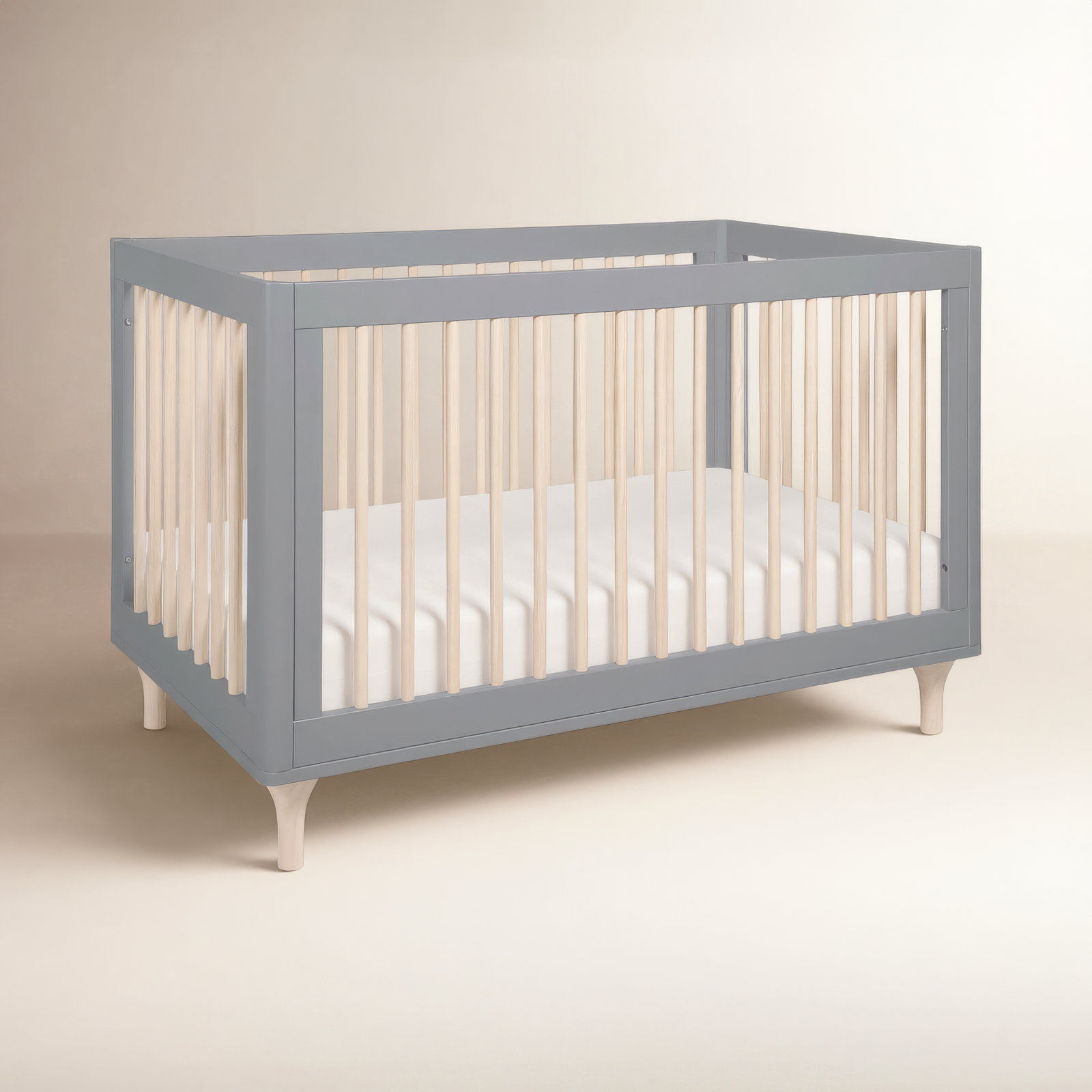 Lolly Pine 3-in-1 Convertible Crib, Gray/Washed Natural