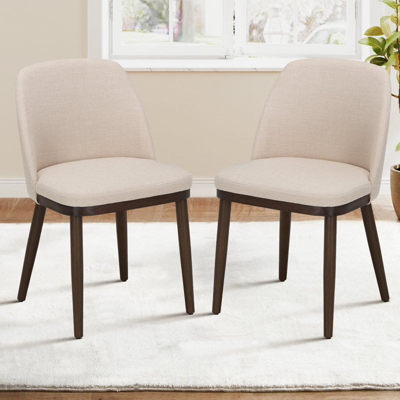Breathable Fabric Dining Chair - Ergonomic Solid Wood Design, Multi-Scene Use, Beige