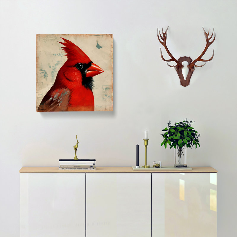 Cardinal Bird Soviet No.1 - Wrapped Canvas - Framed Print, 50cm H x 50cm W x 3cm D