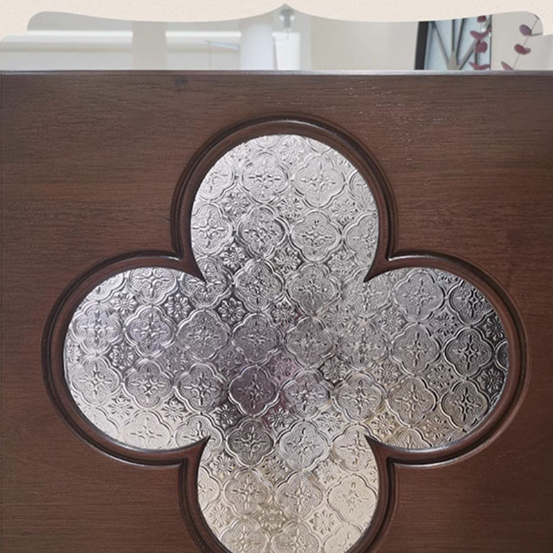 Solid Wood Clover Coffee Table with Retro Glass, 17.71" H x 51.18" L x 27.55" W