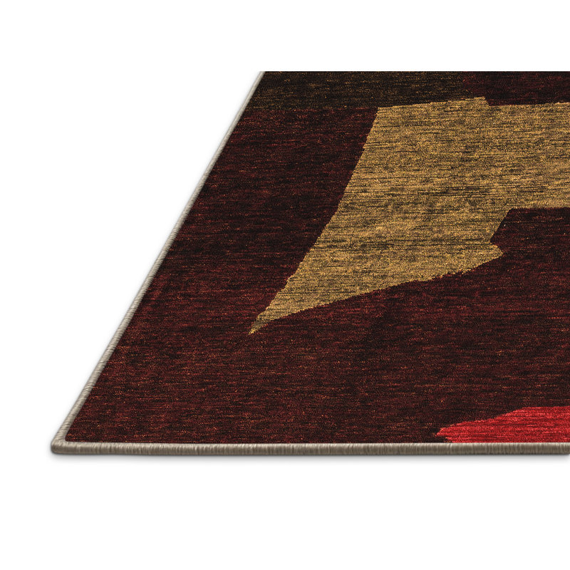 Tapis oriental en laine / polyester tissé à la machine Riam, Rectangle 7 pi x 10 pi