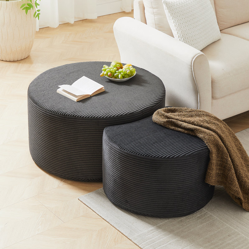 Ensemble de 2 tables basses emboîtables pour le salon, table d'appoint avec repose-pieds en mousse moderne, sans assemblage