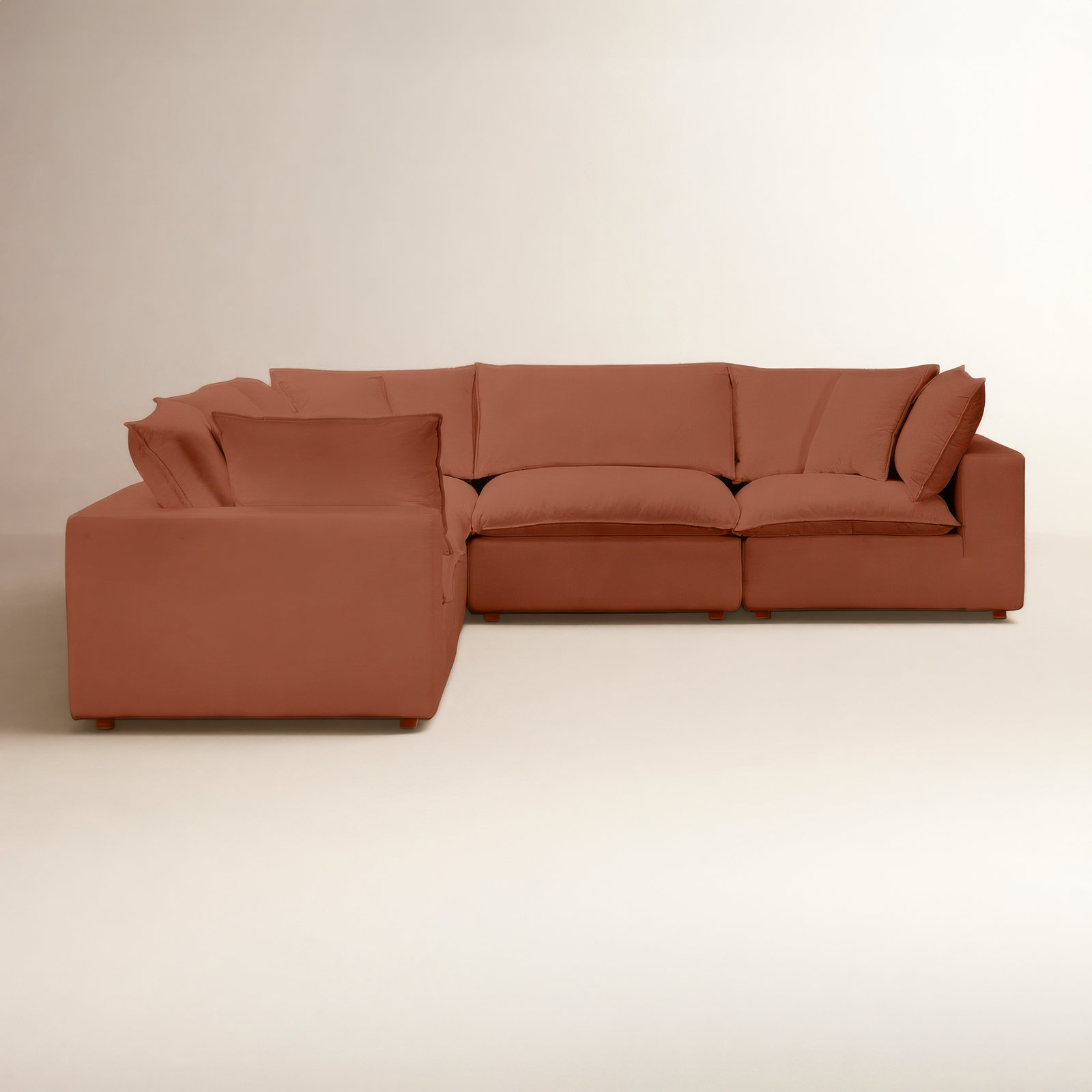 Ellaria 5 - Piece Modular L-Sectional, Cognac Velvet